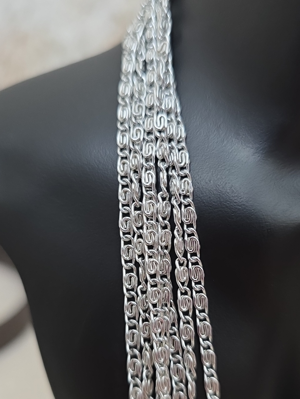 Vintage Sarah Coventry Silver Tone Multi Strand Statement Chain Necklace - Picture 3 of 7